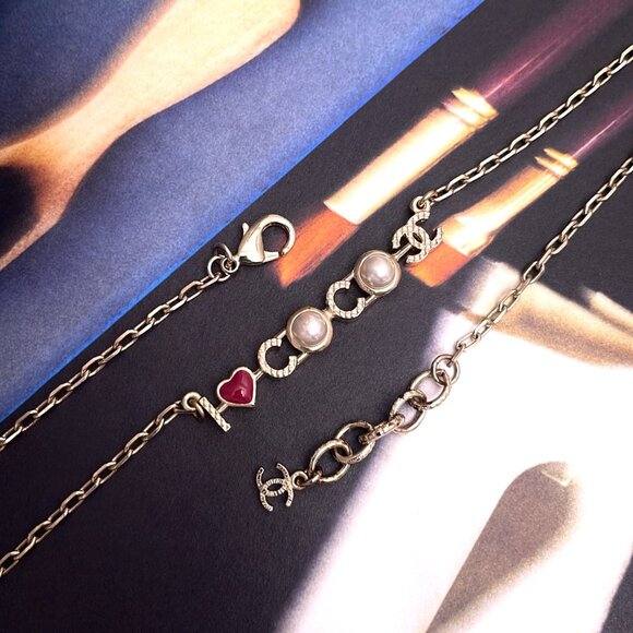 Chanel Metal Resin Pearl I Love Coco Necklace Gold Multicolor - Picture 5 of 8